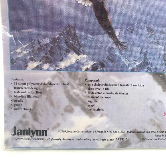 VTG 2000 Janlynn Cross Stitch Kit Sacred Heights Eagle 17”x12” Unopened USA - Picture 6 of 7
